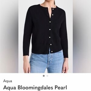 Aqua Black Cardigan with Pearl Buttons
